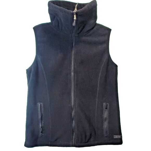 Calvin Klein Black Fleece Vest Women M – Full Zip Pocketed – Athleisure Layer - Picture 2 of 16